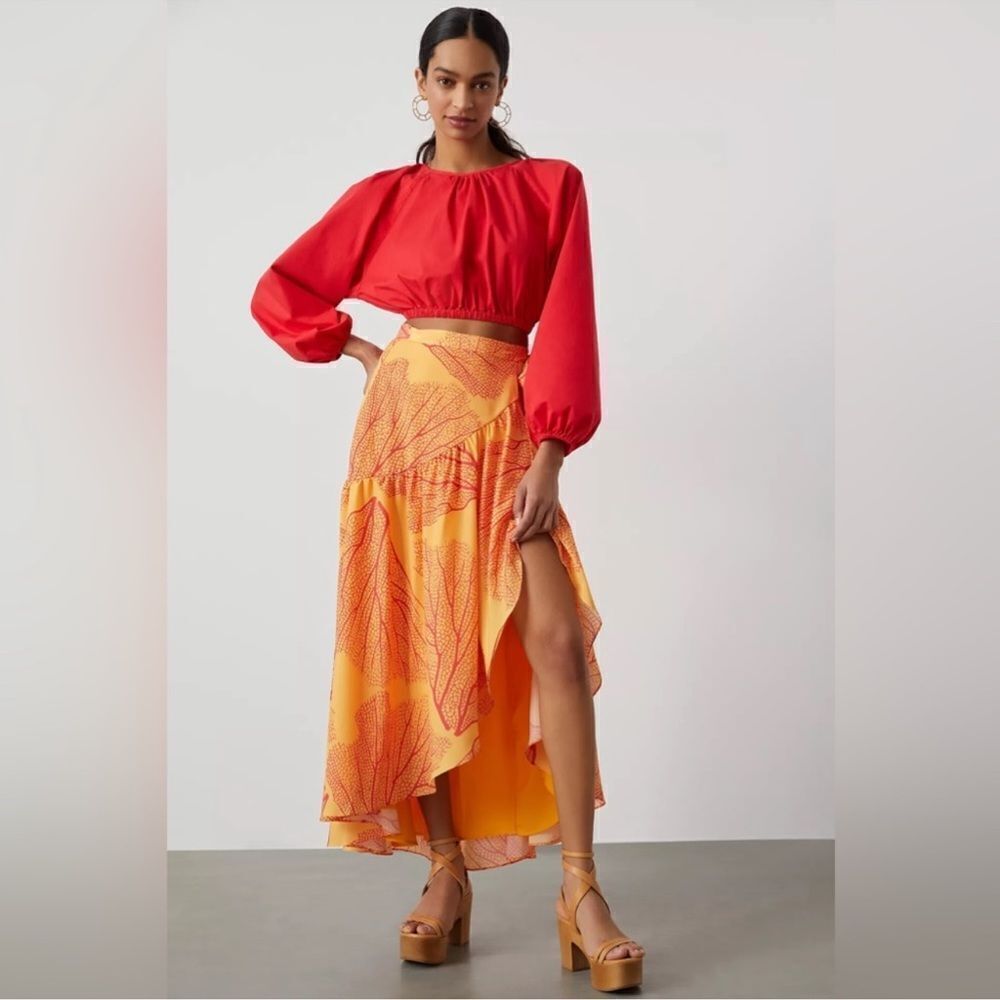 Anthropologie Hutch Printed Wrap Maxi Skirt NEW Size Large