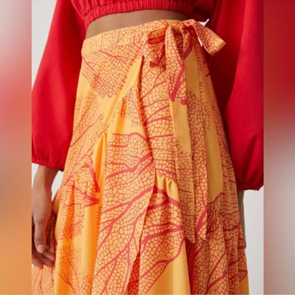 Anthropologie Hutch Printed Wrap Maxi Skirt NEW Size Large