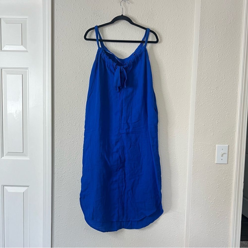 Old Navy Sleeveless Shirred Maxi Dress  Women Tanzanite Blue Cotton NEW Size XS
