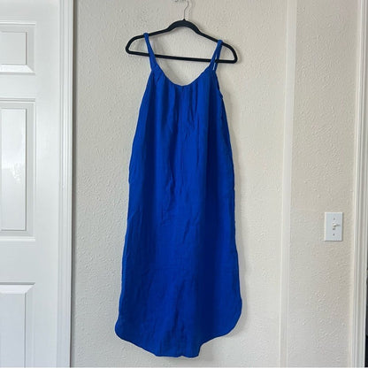 Old Navy Sleeveless Shirred Maxi Dress  Women Tanzanite Blue Cotton NEW Size XS