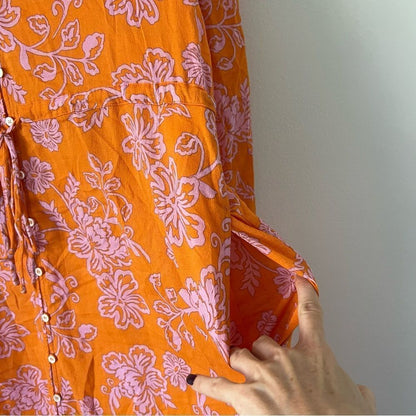 Xirena Mykah Floral Maxi Dress Coverup NEW Size Small Orange Purple