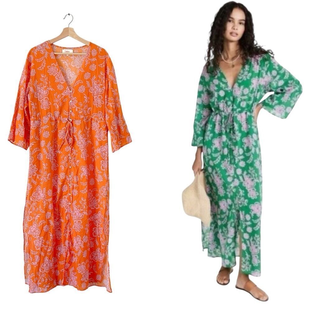 Xirena Mykah Floral Maxi Dress Coverup NEW Size Small Orange Purple
