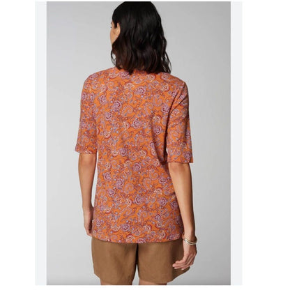 J. Jill Paisley Pima Slub Scoop Neck Tee Top Size XS