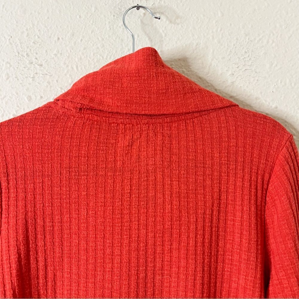 Anthropologie Maeve Coral Waffle Knit Peplum Winterscape Cowl Neck Size Large