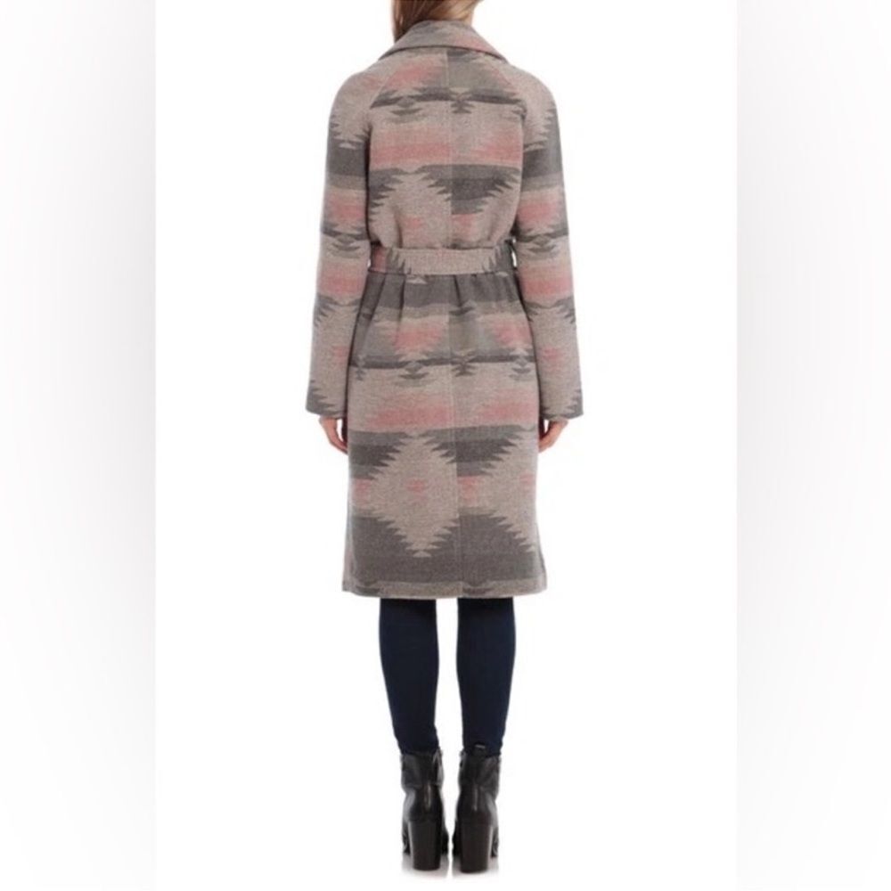 Avec Les Filles Wool Blend Belted Blanket Walking Coat Grey Aztec NEW Size 2XL