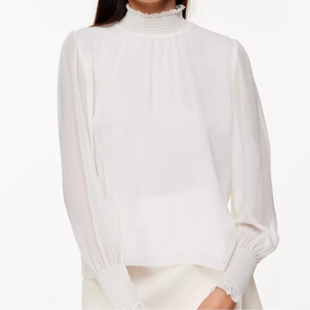 Aritzia Wilfred Valencia Blouse in White Size S Long Sleeve Chiffon