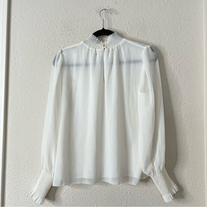 Aritzia Wilfred Valencia Blouse in White Size S Long Sleeve Chiffon