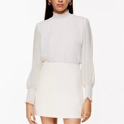 Aritzia Wilfred Valencia Blouse in White Size S Long Sleeve Chiffon