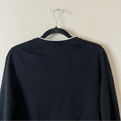 Banana Republic Crew Neck Black Cardigan Size Medium Stretch Cotton