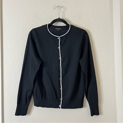 Banana Republic Crew Neck Black Cardigan Size Medium Stretch Cotton