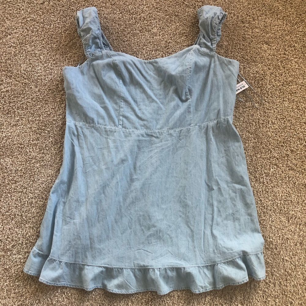 Old Navy Fit & Flare Puff-Sleeve Jean Mini Dress Plus Size 3X
