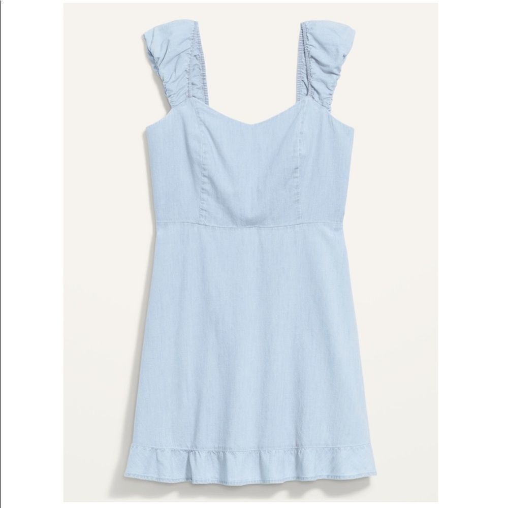 Old Navy Fit & Flare Puff-Sleeve Jean Mini Dress Plus Size 3X