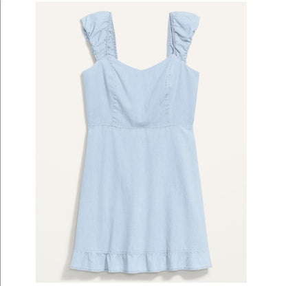 Old Navy Fit & Flare Puff-Sleeve Jean Mini Dress Plus Size 3X