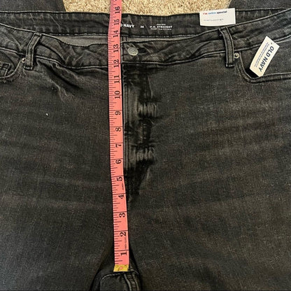 Old Navy High-Waisted O.G. Straight Ripped Black Ankle Jeans Plus Size 26