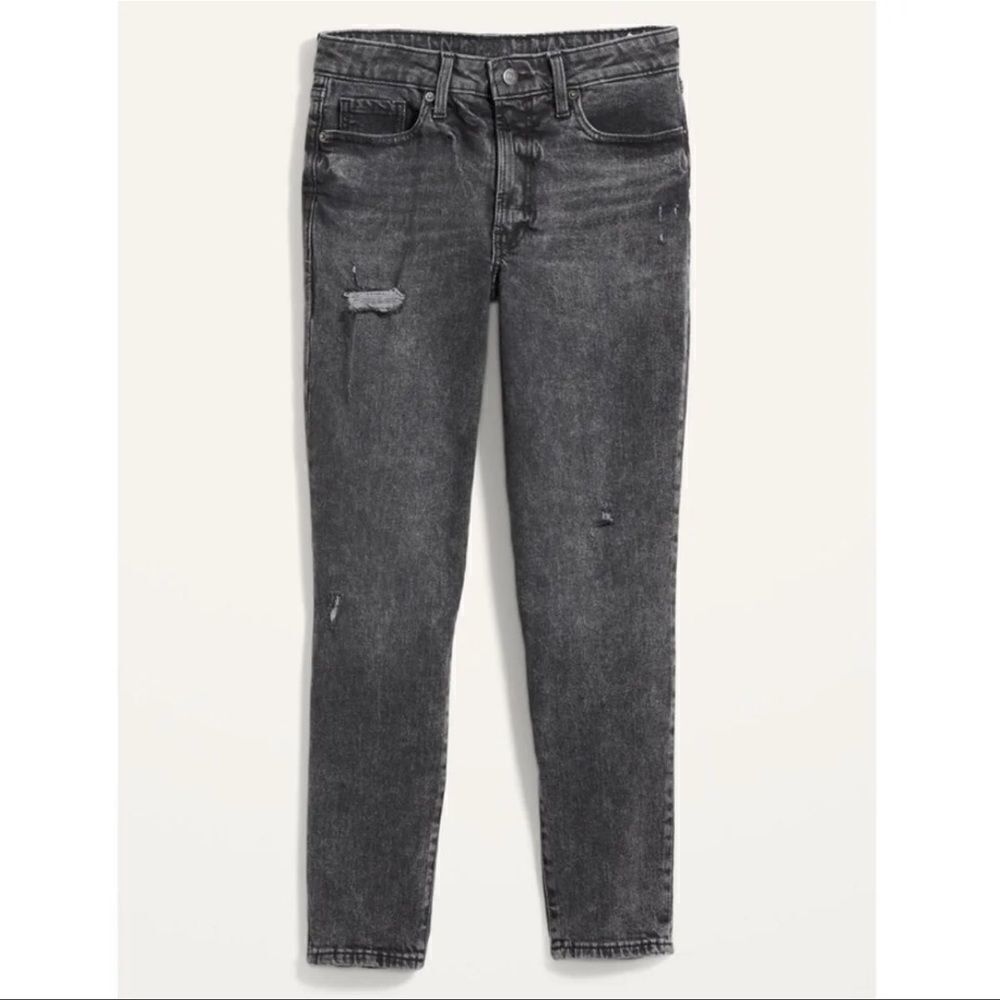 Old Navy High-Waisted O.G. Straight Ripped Black Ankle Jeans Plus Size 26