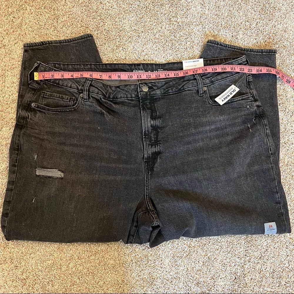 Old Navy High-Waisted O.G. Straight Ripped Black Ankle Jeans Plus Size 26