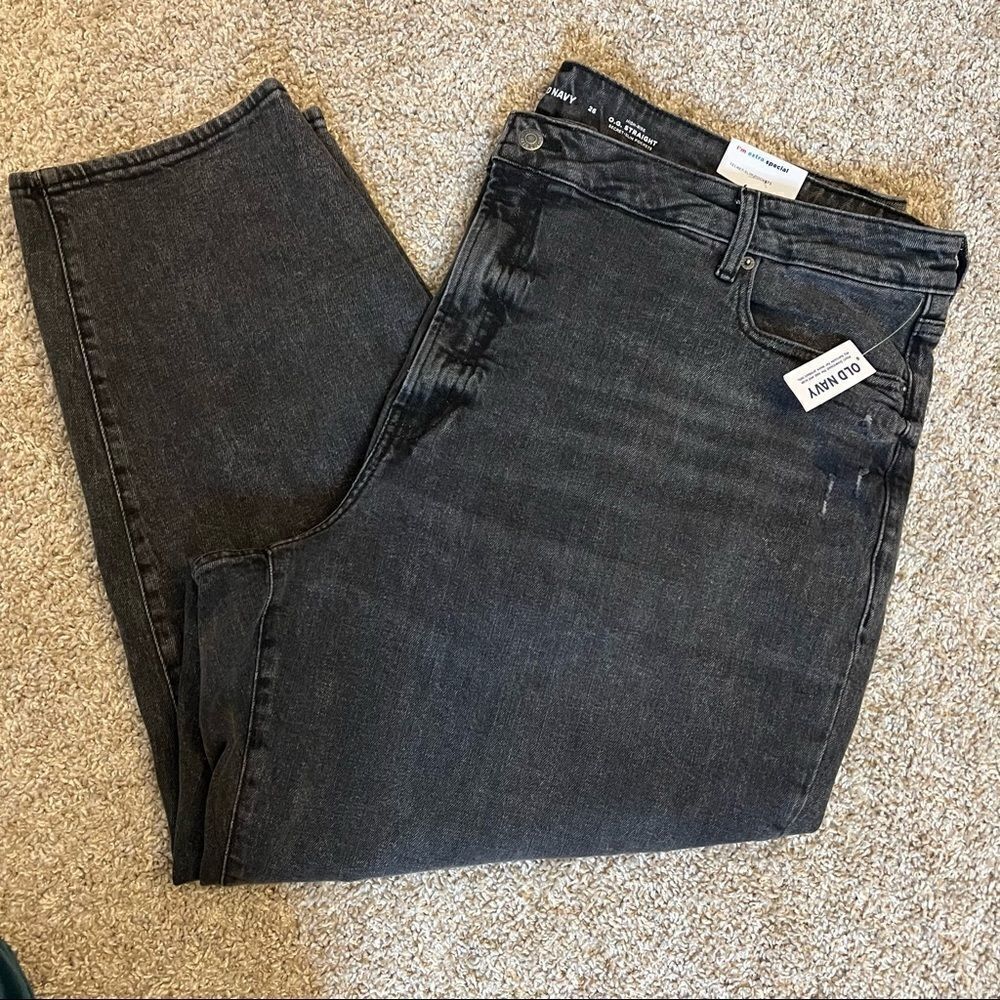 Old Navy High-Waisted O.G. Straight Ripped Black Ankle Jeans Plus Size 26