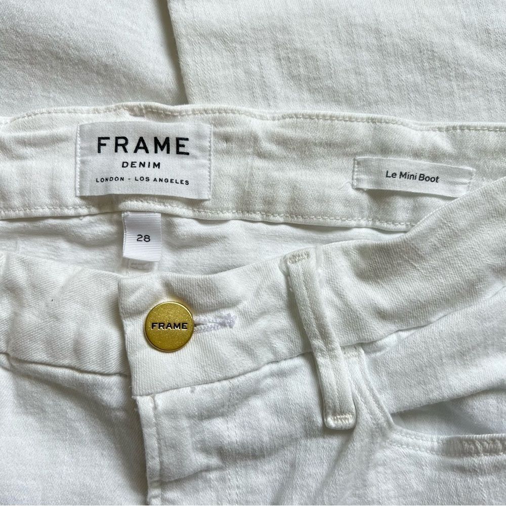 FRAME Le Mini Boot Jeans in White Size 28 Full Length