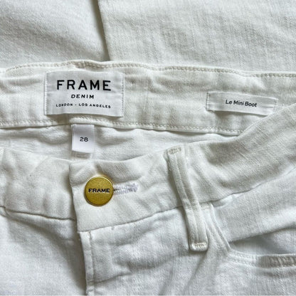 FRAME Le Mini Boot Jeans in White Size 28 Full Length