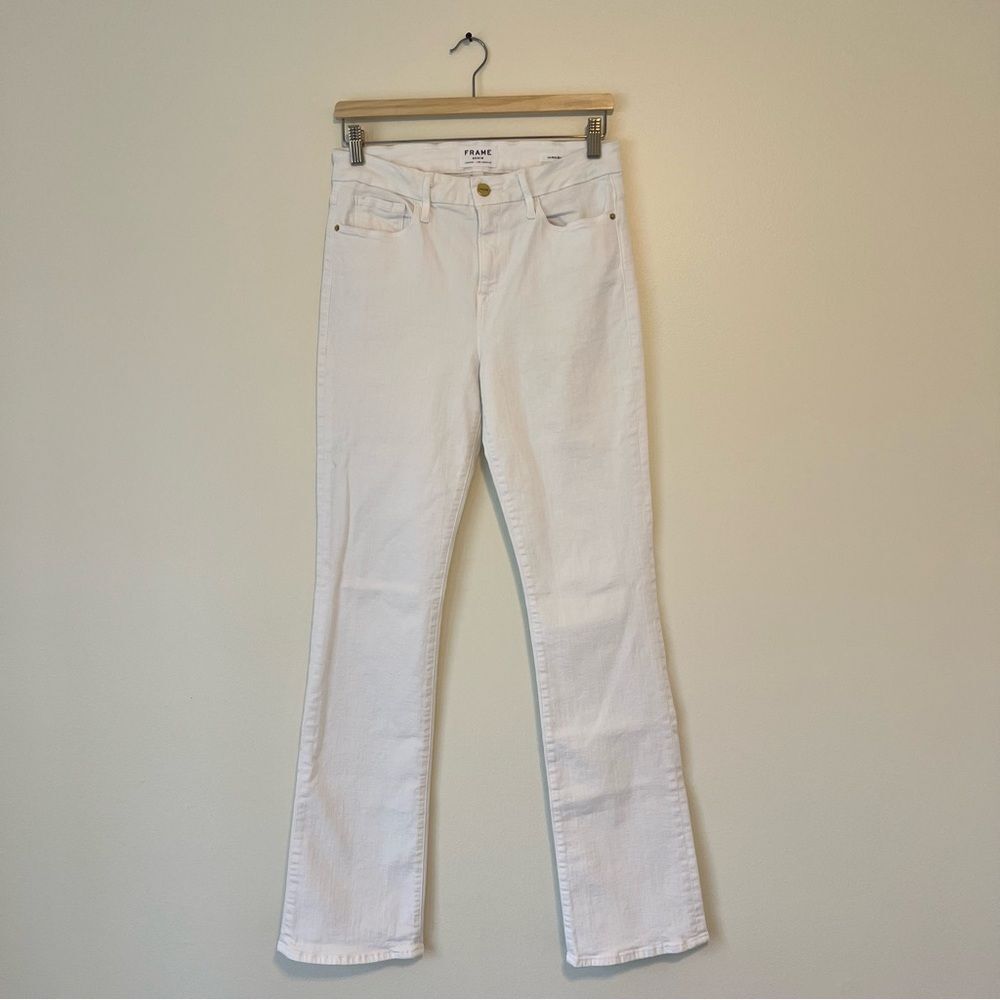 FRAME Le Mini Boot Jeans in White Size 28 Full Length