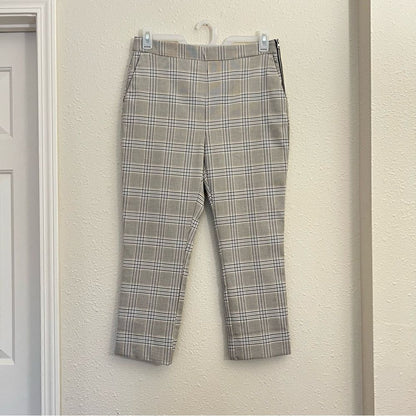 Zara Plaid Ankle Pants in Gray Size Large