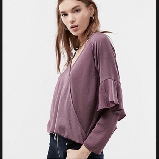 Express Ruffle Sleeved Surplice Blouse Size Small