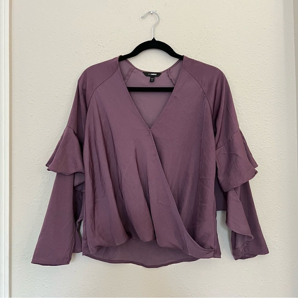 Express Ruffle Sleeved Surplice Blouse Size Small