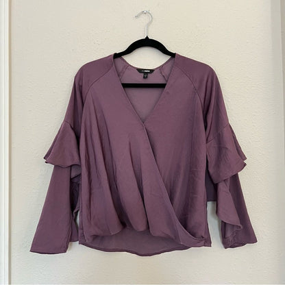 Express Ruffle Sleeved Surplice Blouse Size Small