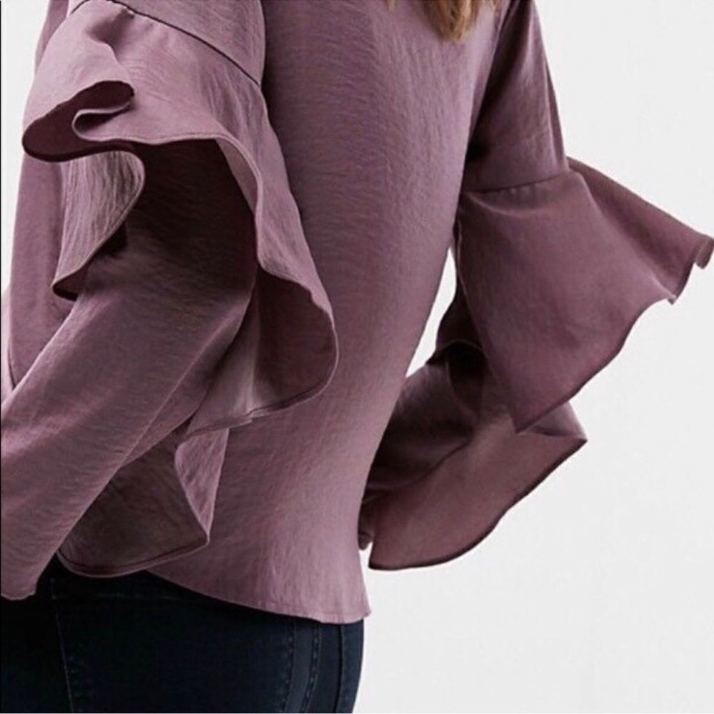 Express Ruffle Sleeved Surplice Blouse Size Small