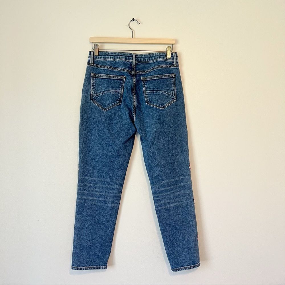Driftwood Gizelle Aztec Embroidered Girlfriend Slim Jeans Size 28 Medium Wash