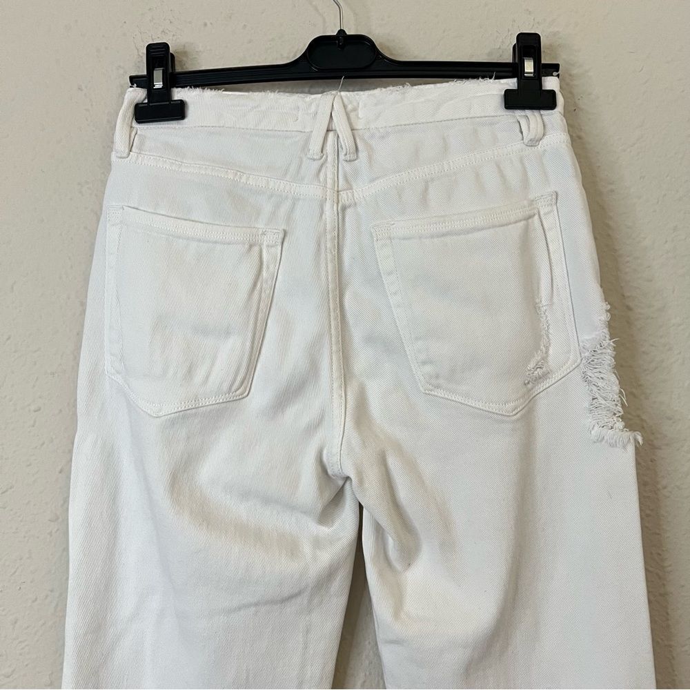 Good American Good Boy White Distressed Straight Jeans Size 2/26