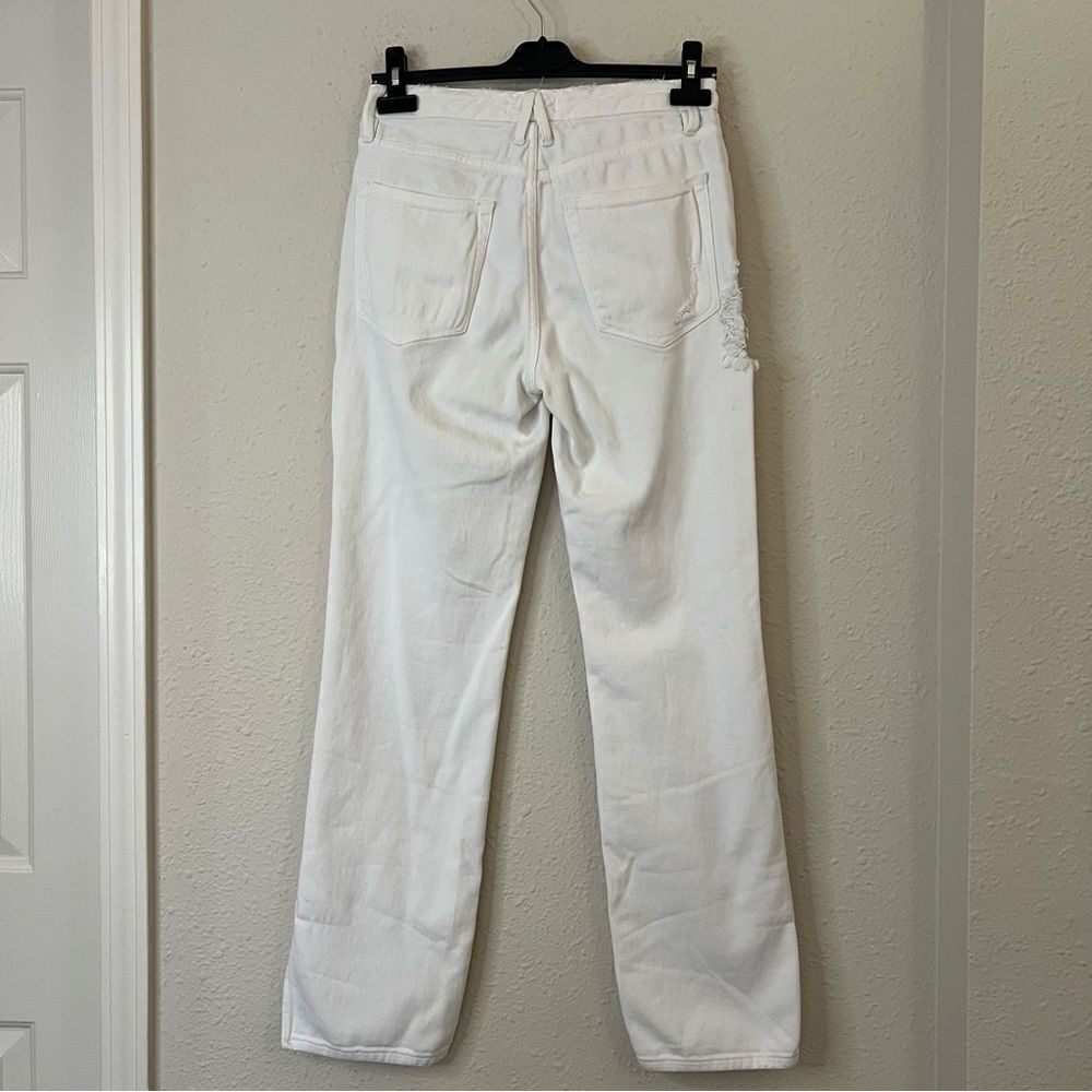 Good American Good Boy White Distressed Straight Jeans Size 2/26