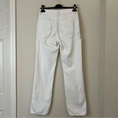 Good American Good Boy White Distressed Straight Jeans Size 2/26