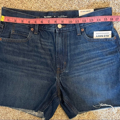 Old Navy High Waisted Slouchy Straight Cut-Off Dark Wash Jean Shorts Size 10