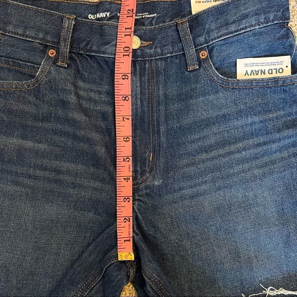 Old Navy High Waisted Slouchy Straight Cut-Off Dark Wash Jean Shorts Size 10