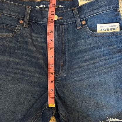 Old Navy High Waisted Slouchy Straight Cut-Off Dark Wash Jean Shorts Size 10