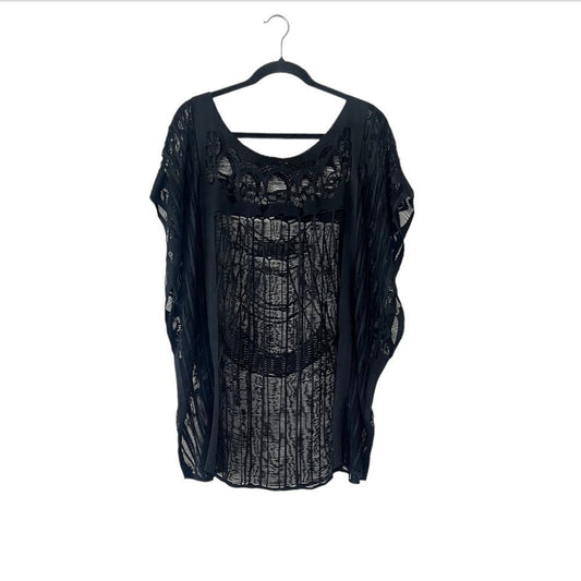 Black Lace Swim Cover Up Poncho