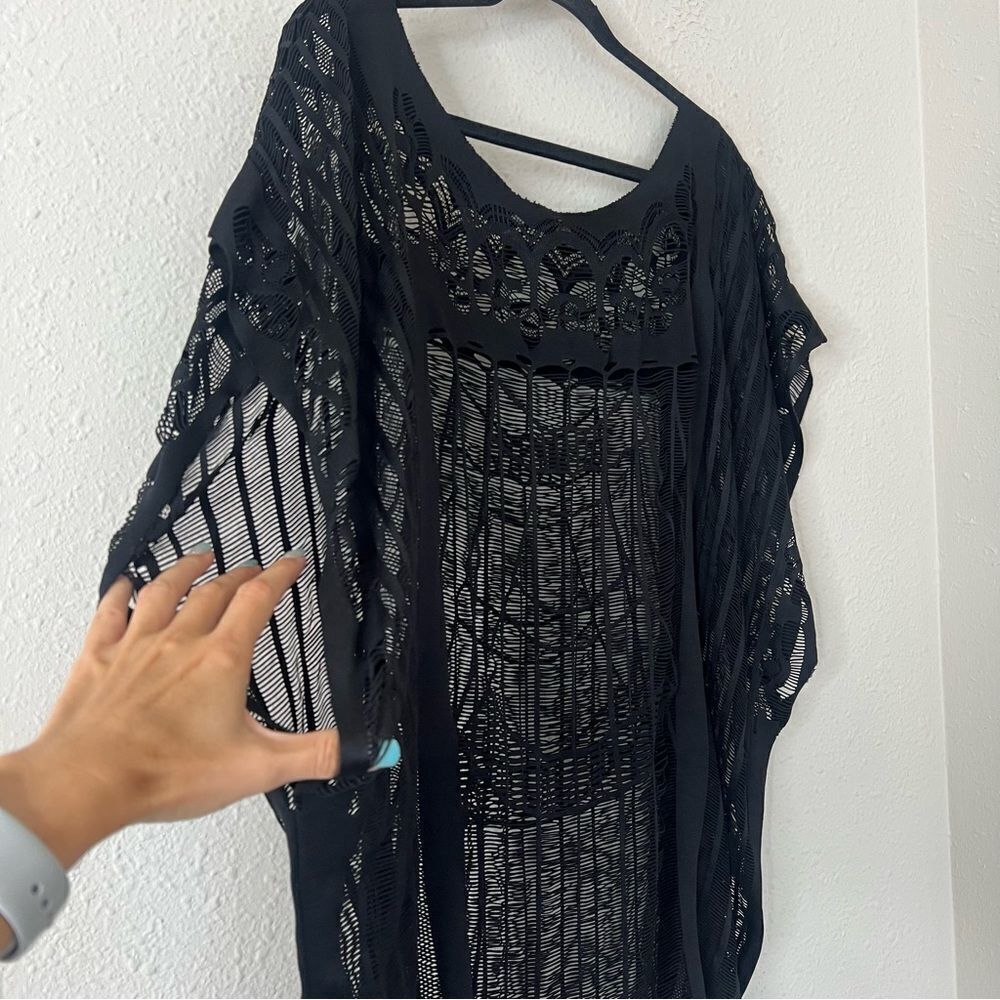 Black Lace Swim Cover Up Poncho