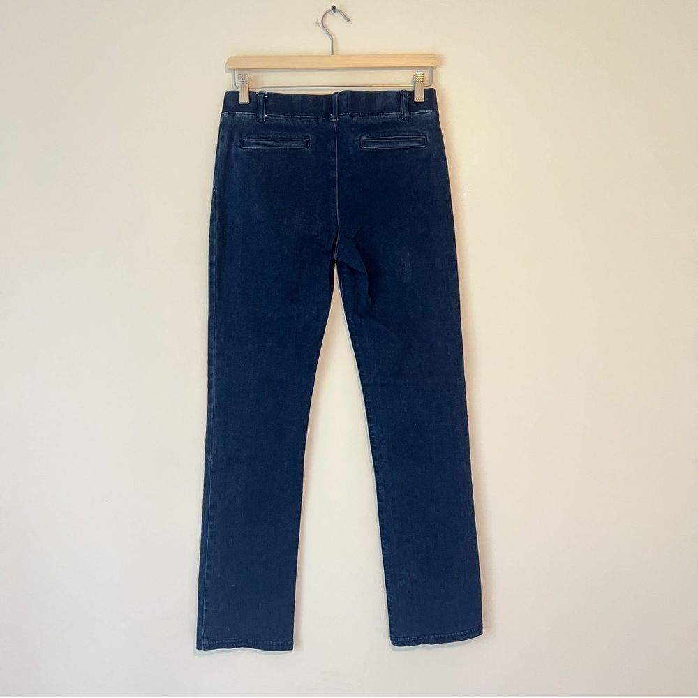 Betabrand Pull On Denim Stretch Straight Leg Yoga Jeans Dark Wash Size Medium
