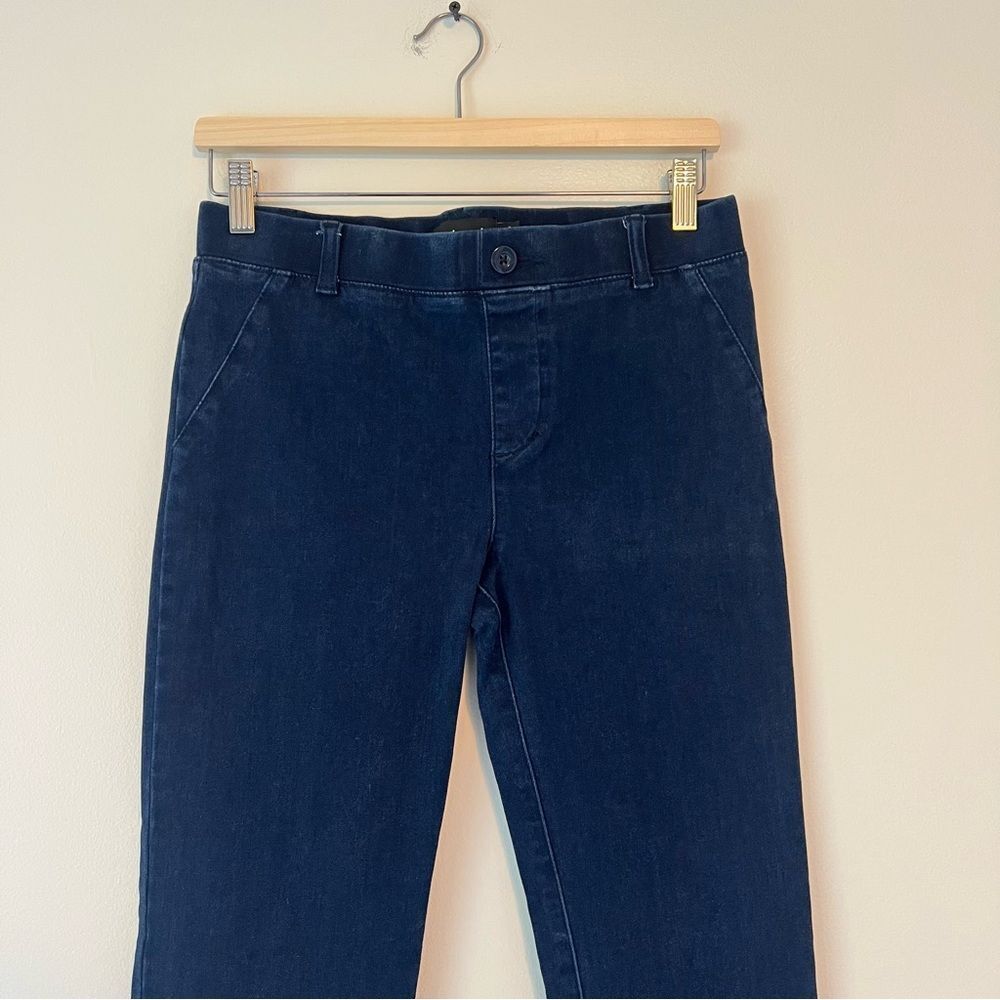 Betabrand Pull On Denim Stretch Straight Leg Yoga Jeans Dark Wash Size Medium