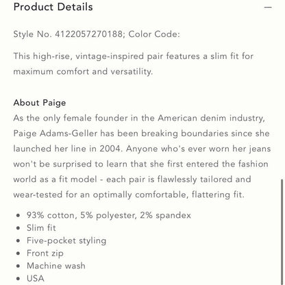 Anthropologie | Paige Sarah Ultra High-Rise Slim Jeans NWT Size 30