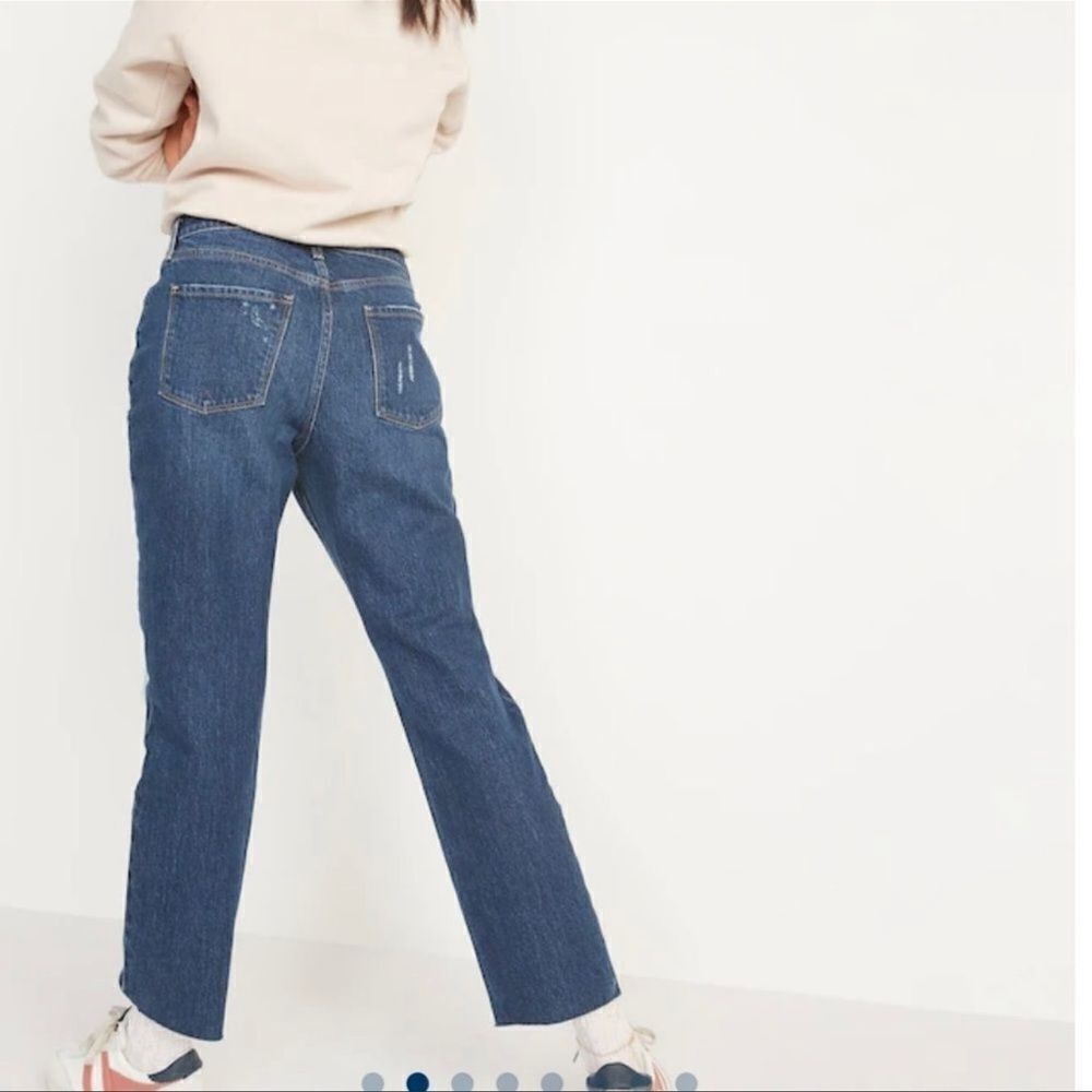 Old Navy High Rise Slouchy Straight Distressed Jeans NEW Size 4