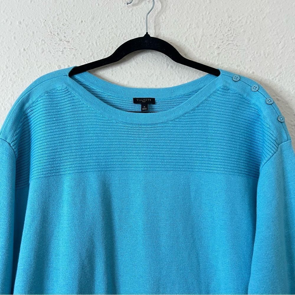 Talbots Boat Neck Sweater in Blue Size X Cotton Blend