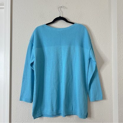 Talbots Boat Neck Sweater in Blue Size X Cotton Blend
