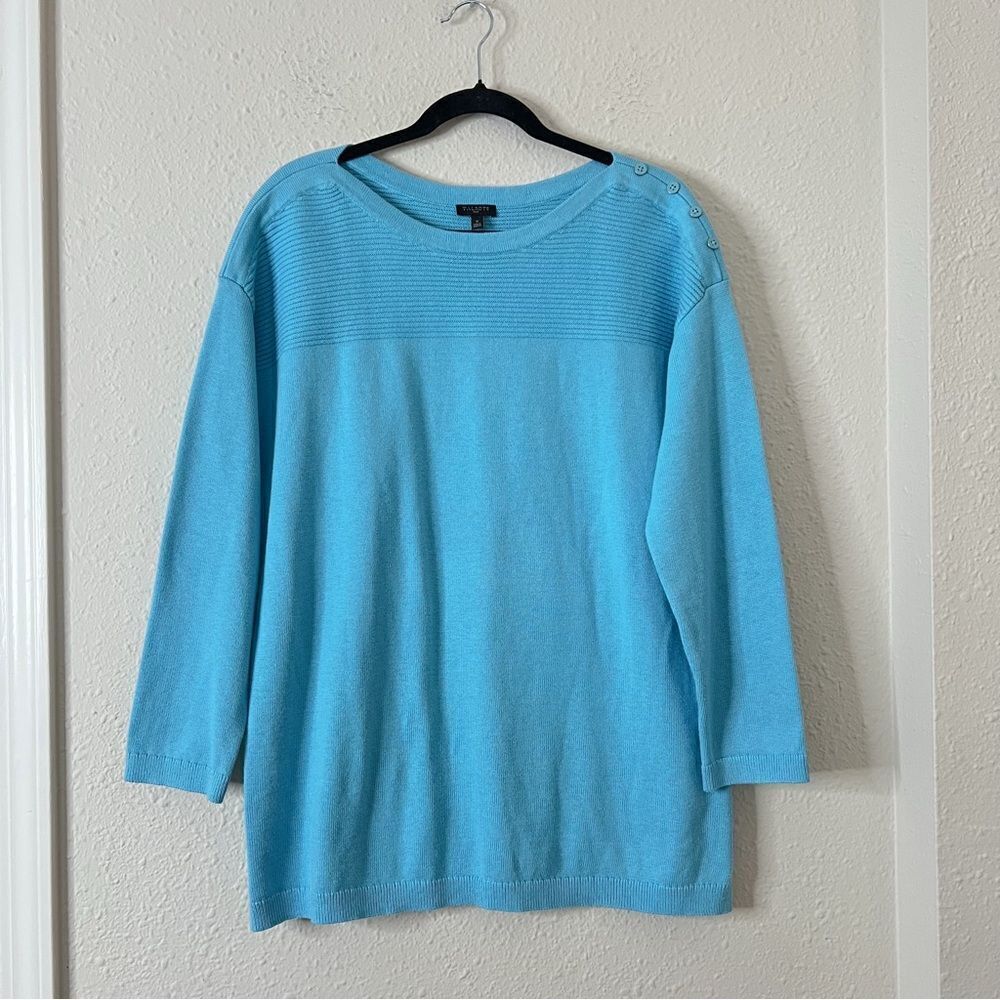 Talbots Boat Neck Sweater in Blue Size X Cotton Blend