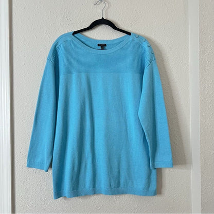 Talbots Boat Neck Sweater in Blue Size X Cotton Blend
