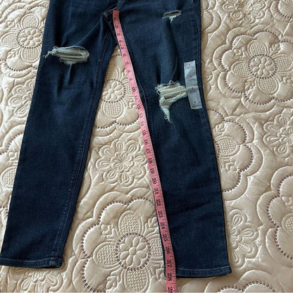 Old Navy Mid-Rise Rockstar Super-Skinny Distressed Dark Wash Jeans NEW Size 4