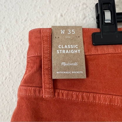 Madewell Corduroy Classic Straight Leg Jean Pants NEW Size 35