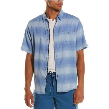 Tommy Bahama Ocean Fade Camp Shirt Button Down Size 2XLB Short Sleeve Blue