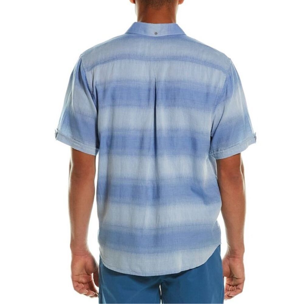 Tommy Bahama Ocean Fade Camp Shirt Button Down Size 2XLB Short Sleeve Blue